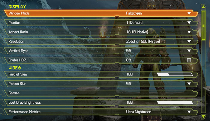 Tuỳ chỉnh thiết lập game DOOM Eternal - Display