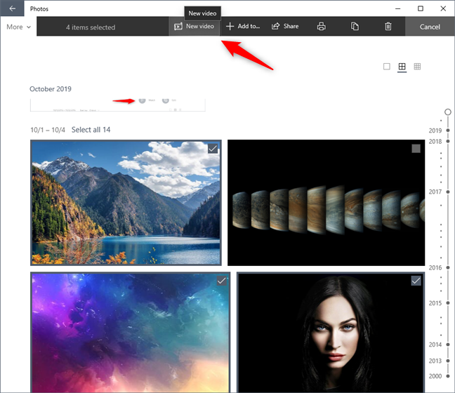 Hình ảnh diễn tả Photos có thể tạo video album ảnh của bạn