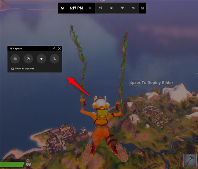 Hình ảnh minh họa sử dụng Xbox Game Bar khi chơi game Fortnite