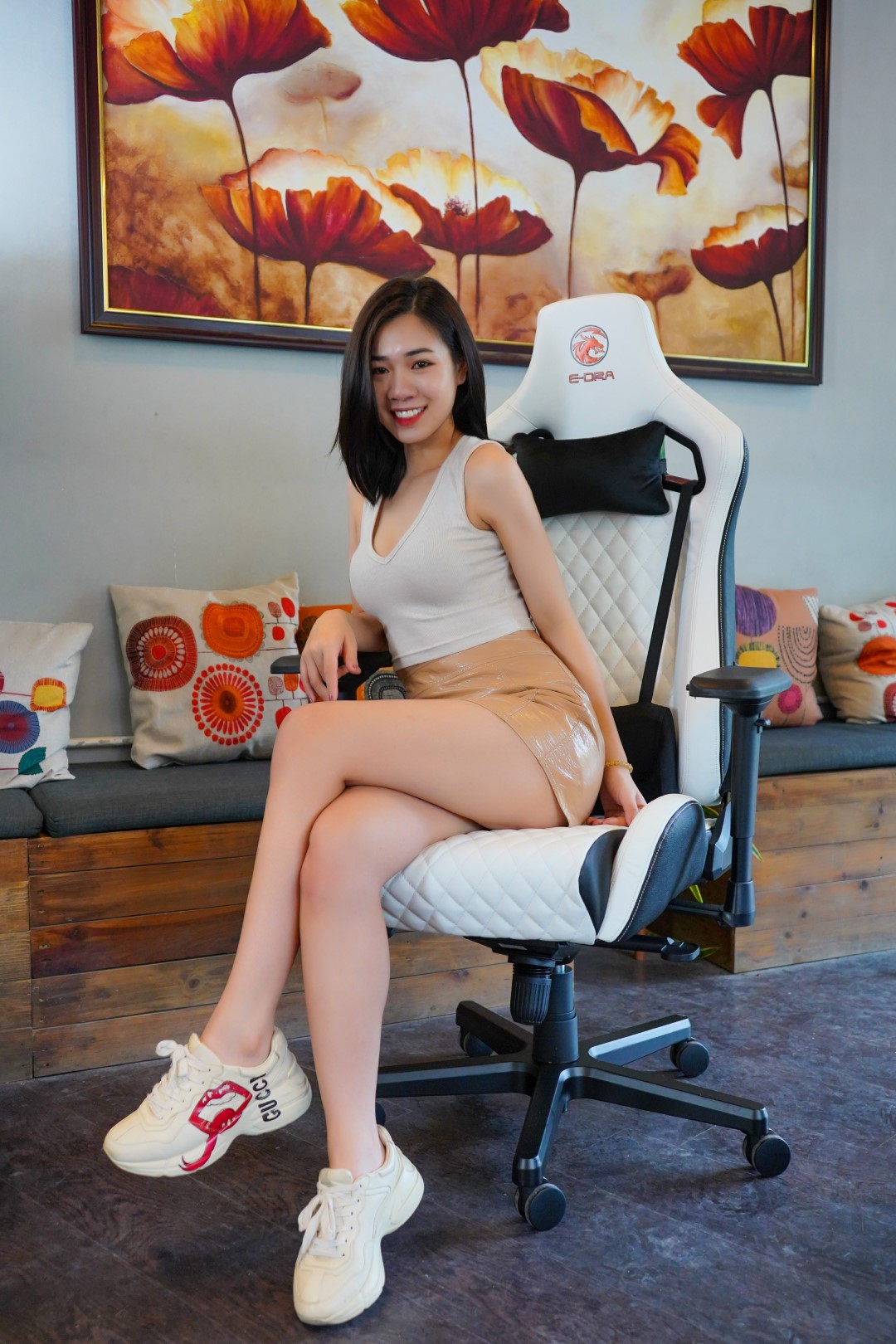 Chiều cao của ghế gaming da thật E-dra LUX ECG2020