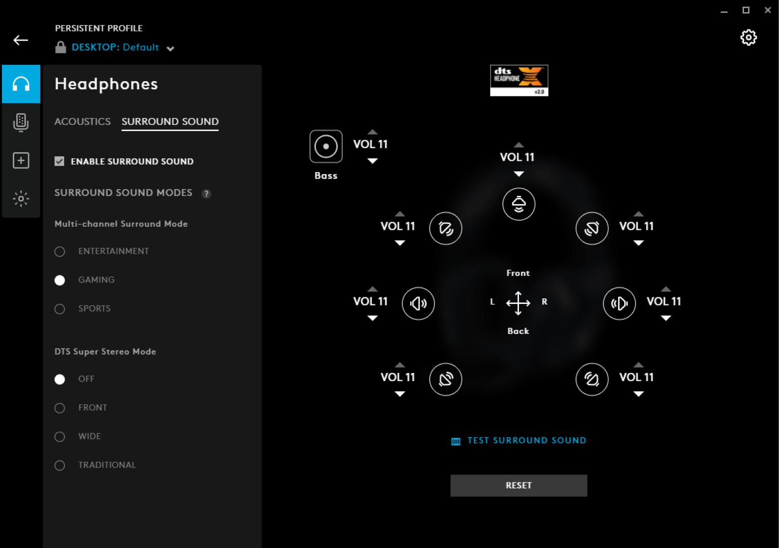 Tính năng tuỳ chỉnh Surround của Logitech G733