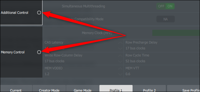 Bỏ chọn “Additional Control” và “Memory Control”