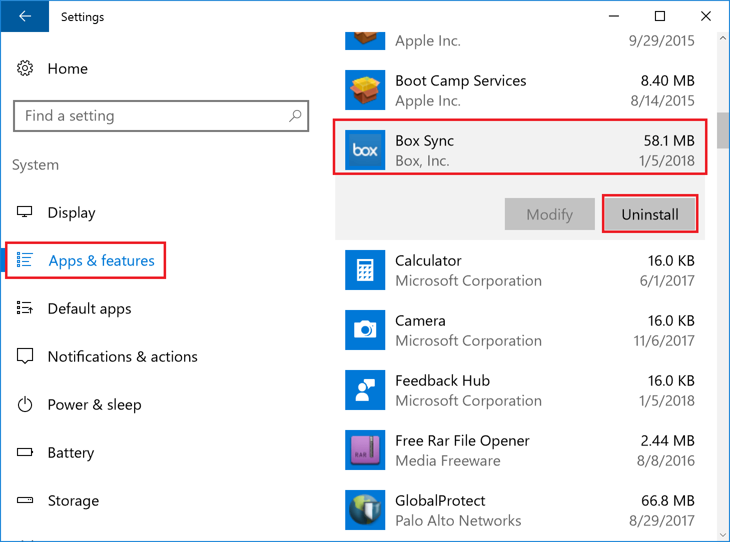 uninstall windows 10