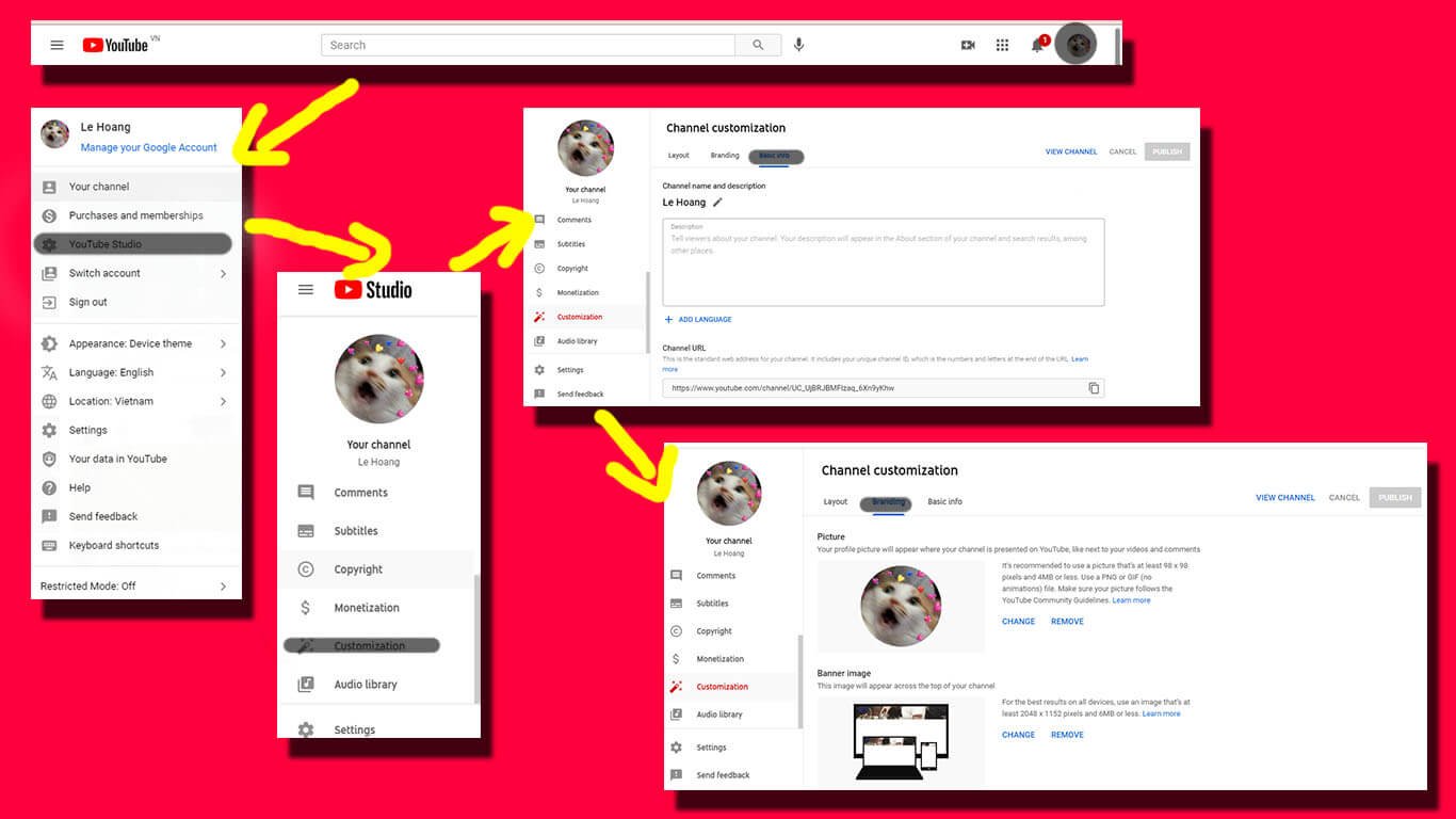 đổi tên youtube máy tính