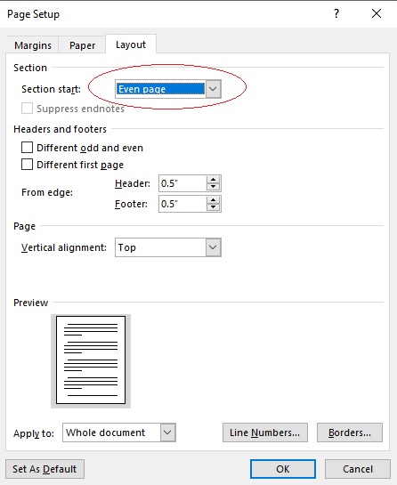 Page Setup → Layout