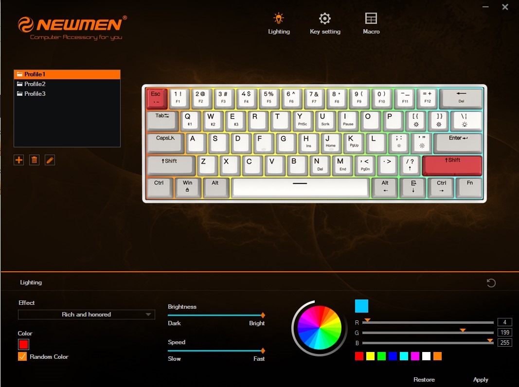 Phần mềm của Bàn phím cơ Newmen GM610