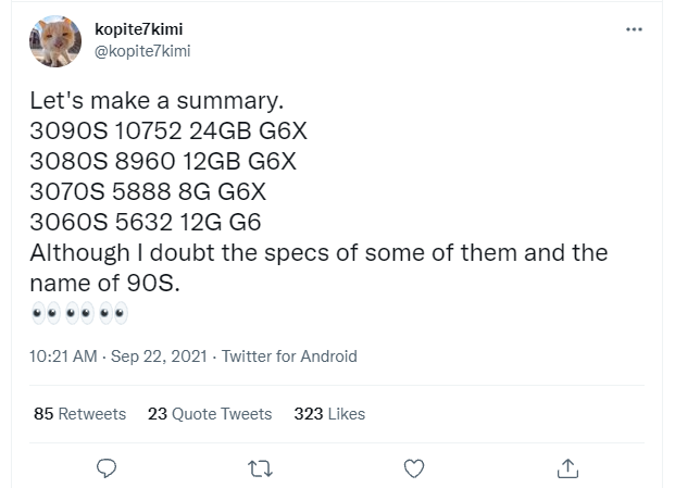 dòng tweet hé lộ lineup SUPER mới đến từ Nvidia, ảnh: twitter