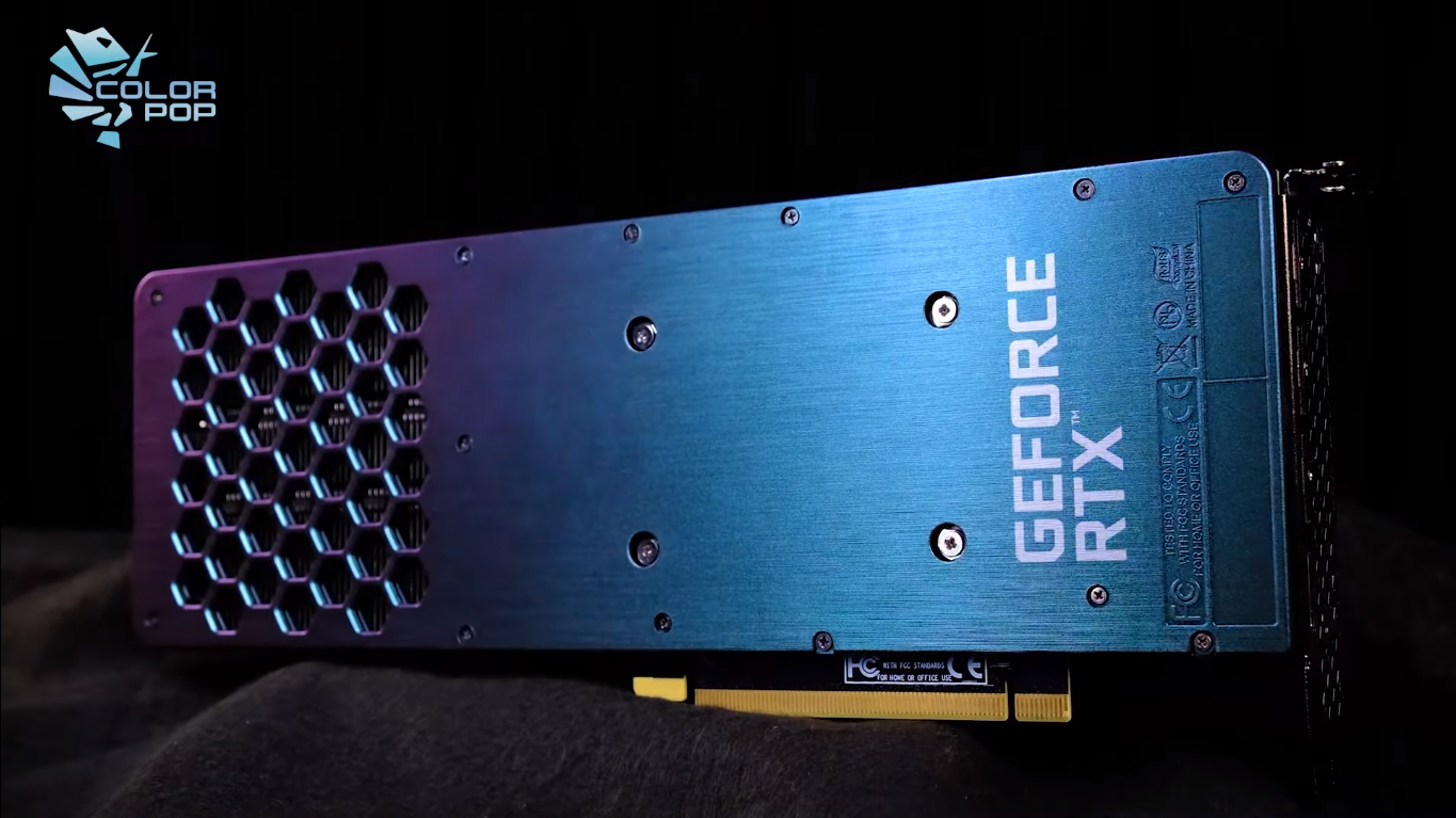 Phần backplate của RTX 3060 Ti ColorPOP, ảnh: Youtube PALIT