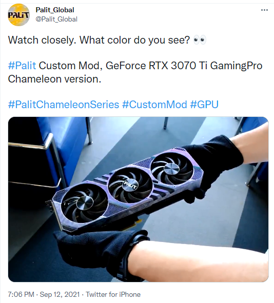 video dài 6 giây hé lộ về phiên bản 3070 Ti, nguồn: twitter PALIT