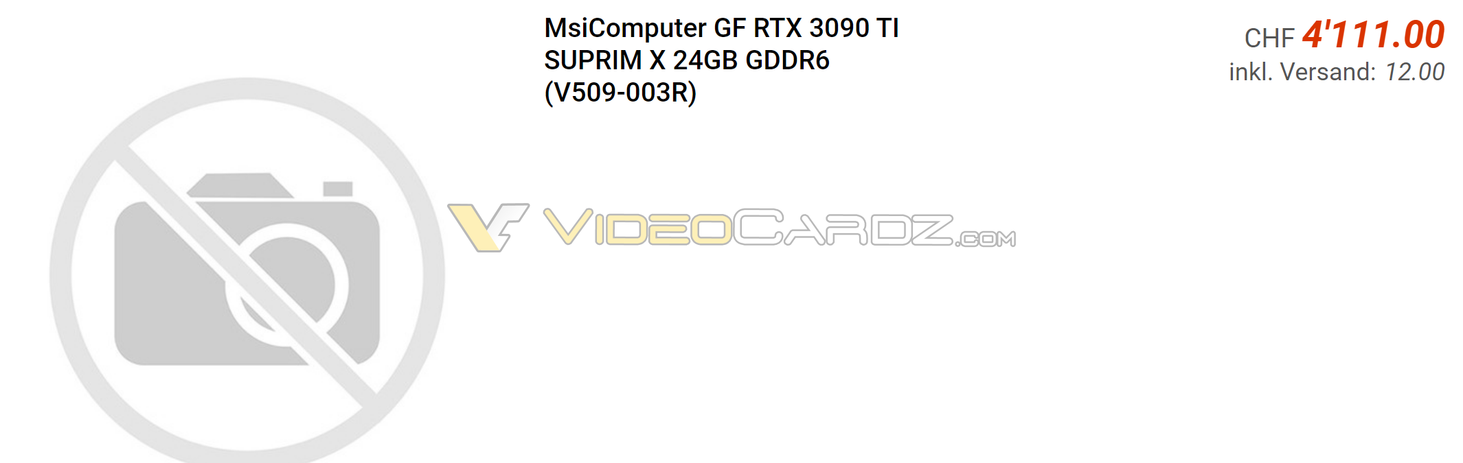 3090 Ti SUPRIM X được hai nhà bán lẻ tại Thụy Sỹ đề cập trên Website, ảnh: videocardz