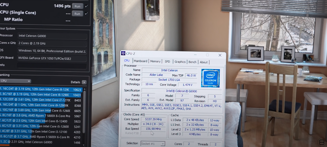 CPU Celeron G6900 đạt xung trên 5Ghz, ảnh: Youtube
