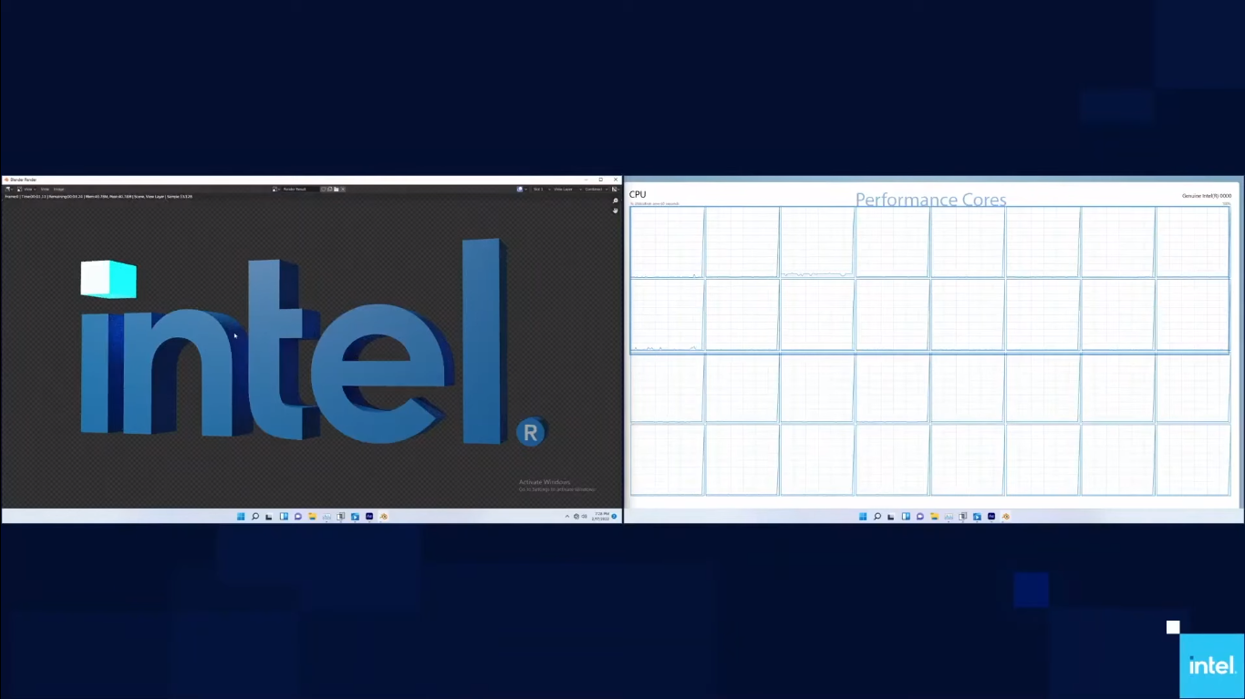 Con chip Core i Gen 13 đang hoạt động trên hệ điều hành Windows 11, ảnh: Intel