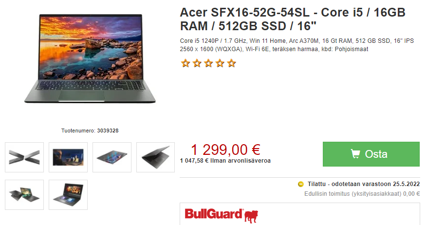 Hai phiên bản Acer Swift X 2022, ảnh: Website PROSHOP