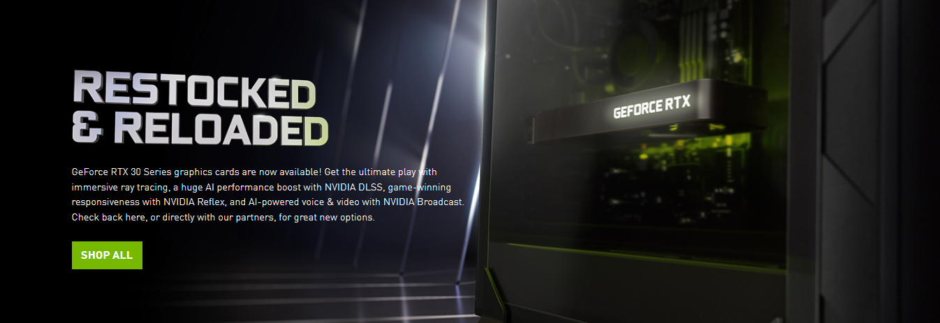 Dòng Card RTX 30 Series dự kiến sẽ có nguồn cung và mức giá tốt hơn trong thời gian tới, ảnh: Website Nvidia