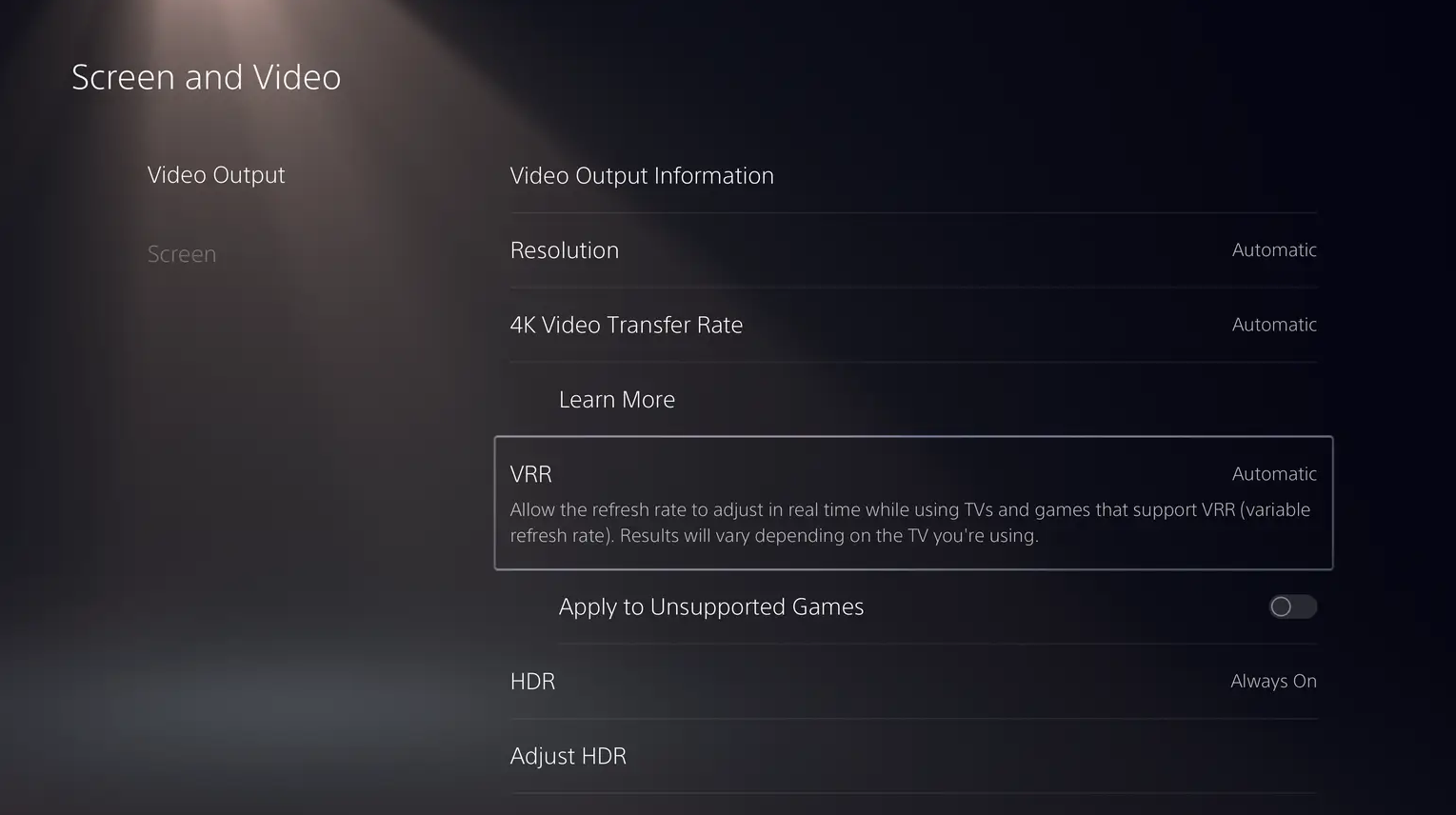 Playstation 5 VRR