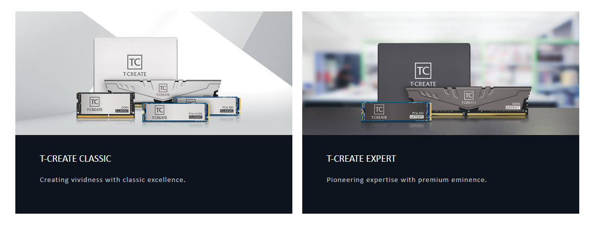 Hai dòng sản phẩm T-CREATE, ảnh: TEAMGROUP